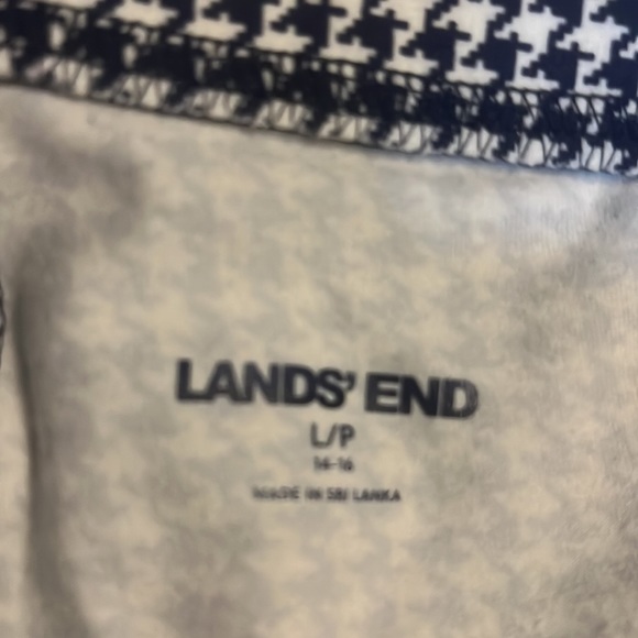 Lands' End womens sz large petite Blue & Ivory Herringbone Pull-on Waist Pants - Picture 5 of 7